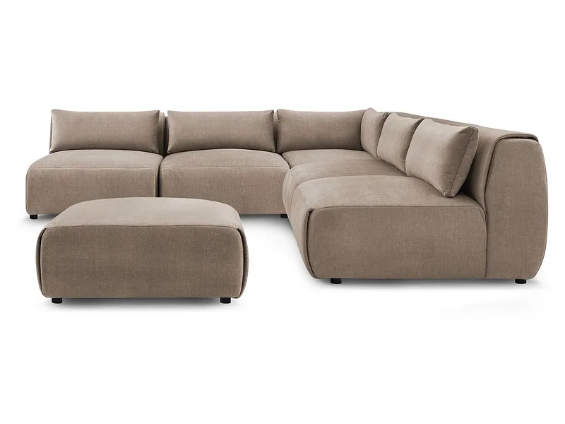 Ecksofa mit Hocker BOBOCHIC JEANNE Samt taupe