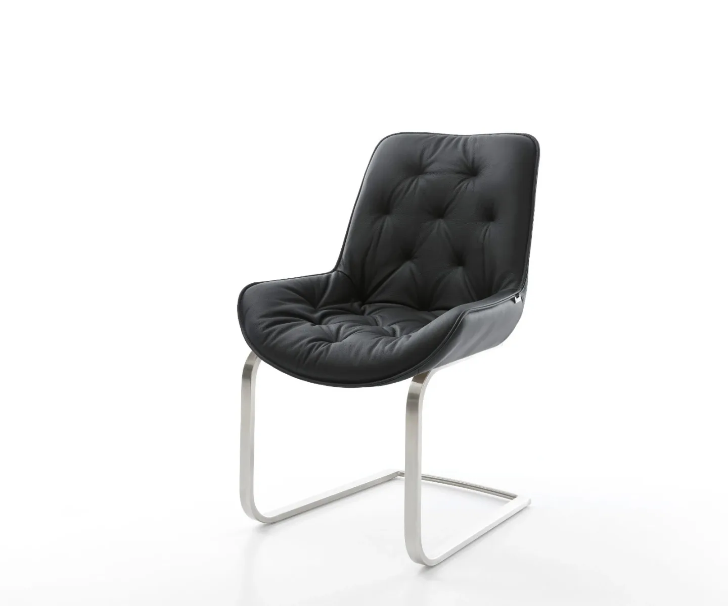 Freischwinger Taimi-Flex Echt-Leder Schwarz Freischwinger flach Edelstahl