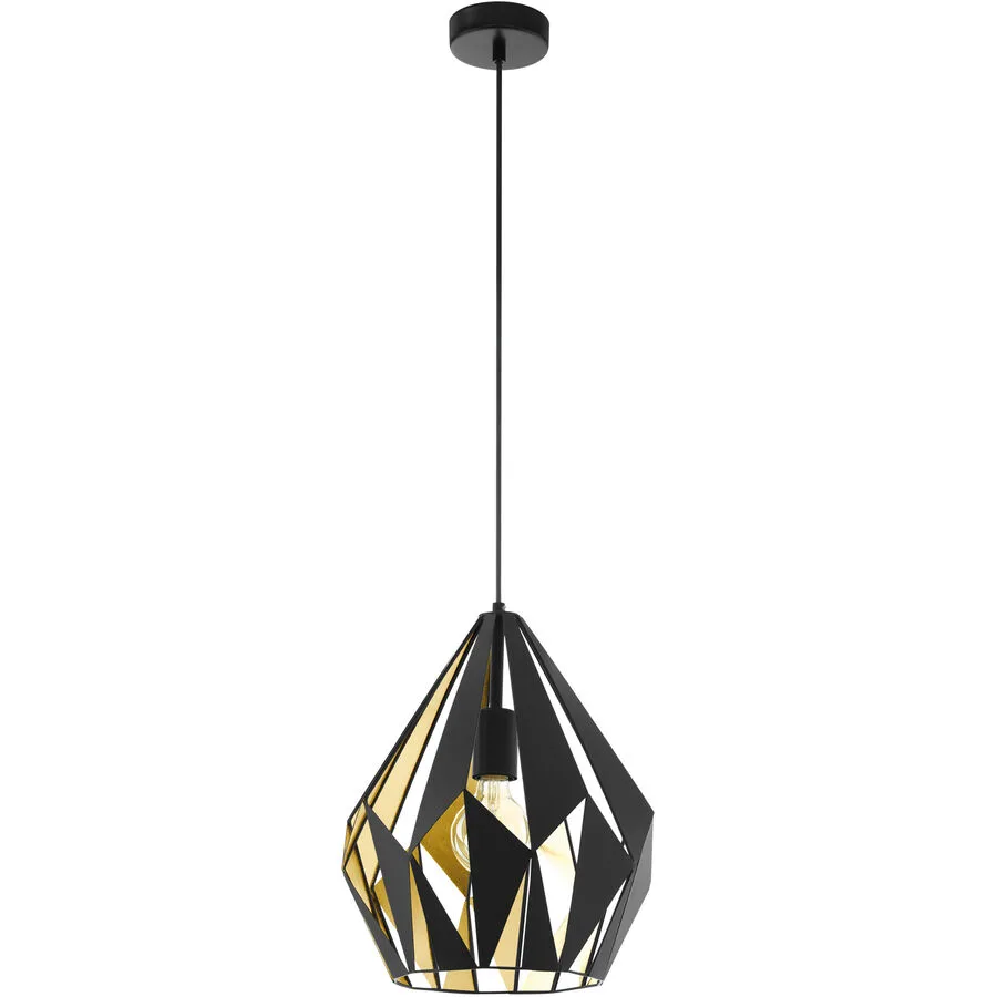 Pendellampe Carlton 1 Gold/Schwarz Stahl 110 cm