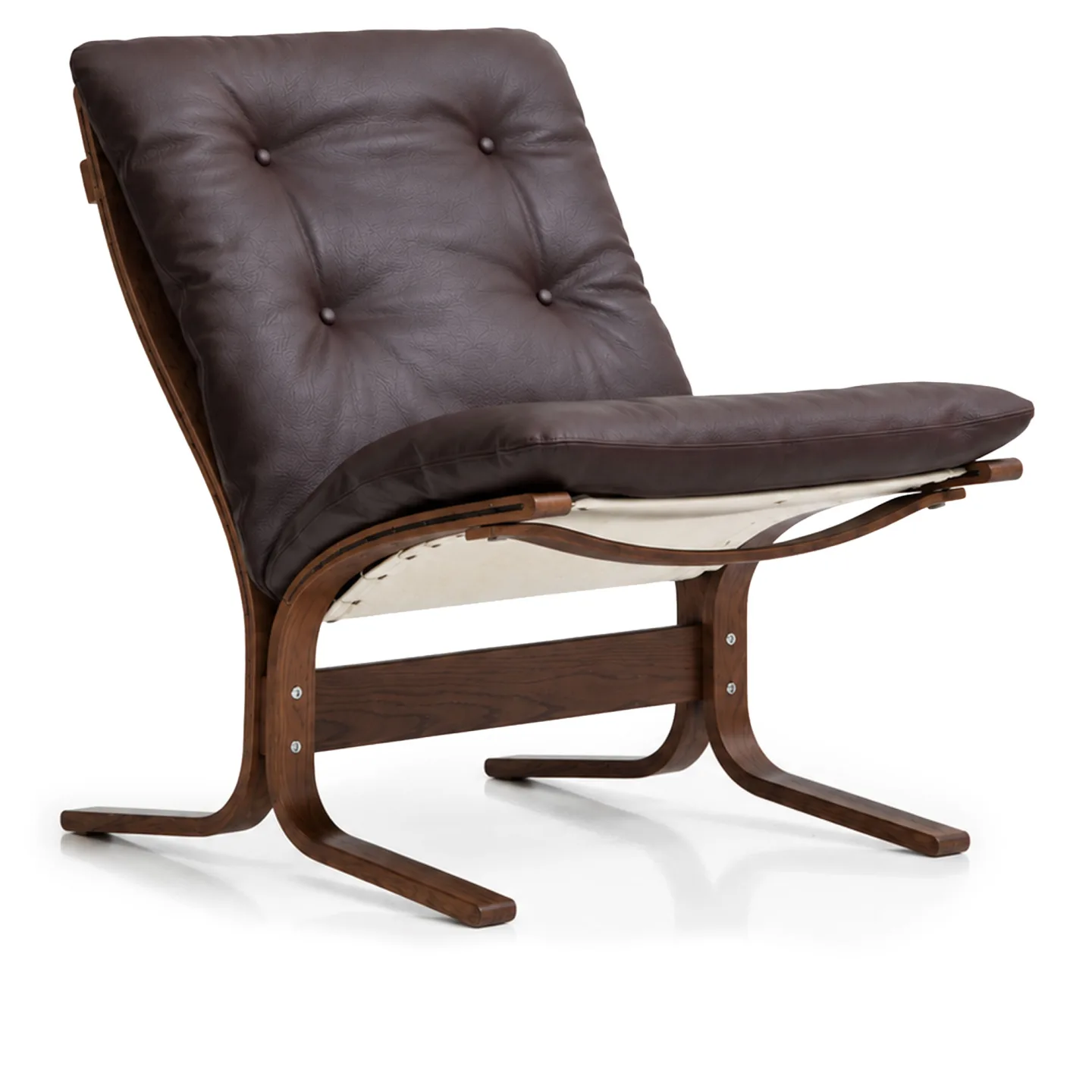 LK Hjelle - Siesta Classic Low nature canvas / rökt ek / hemsen anilin brown - Fåtöljer - Brun - Läder