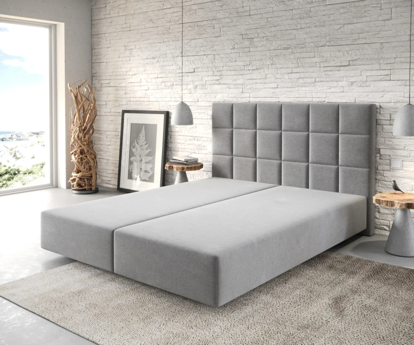 Boxspringgestell Dream-Fine 160x200 cm Mikrofaser Grau