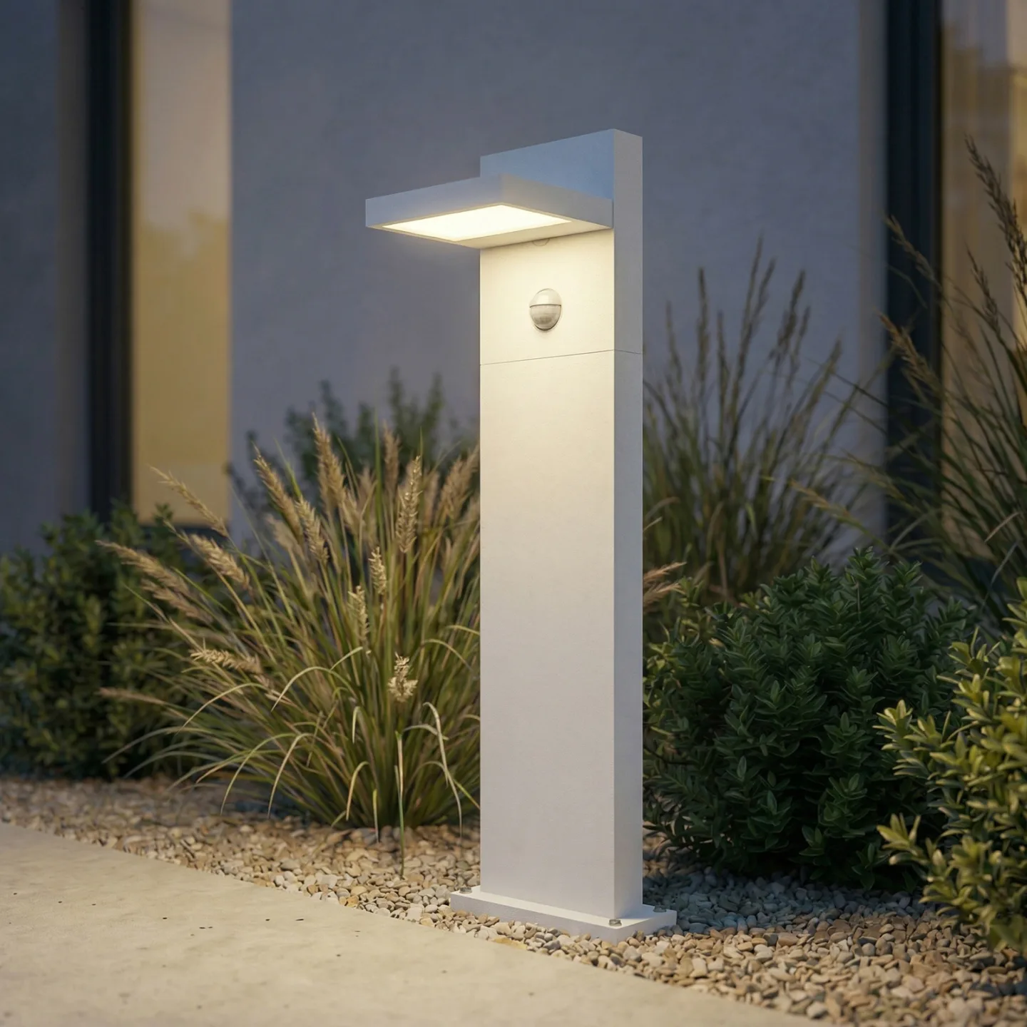 Silvan LED-Wegeleuchte, Sensor, IP54, weiß, 65 cm, Aluminium - Lucande - Modern - Einflammig