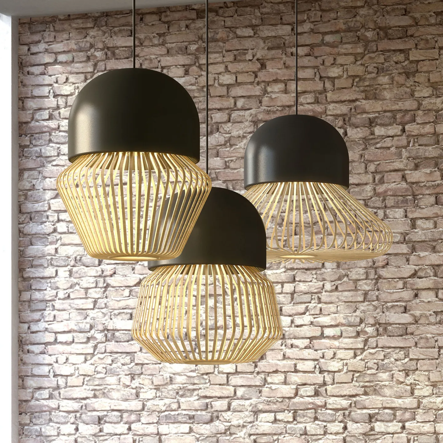 Anemos Pendelleuchte S Anthracite - Forestier - Wohnzimmer - Design - Bambus - Einflammig