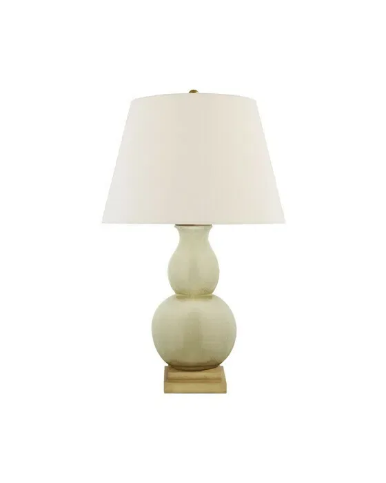 Gourd Form Table Lamp Tea Stain/ Linen Small
