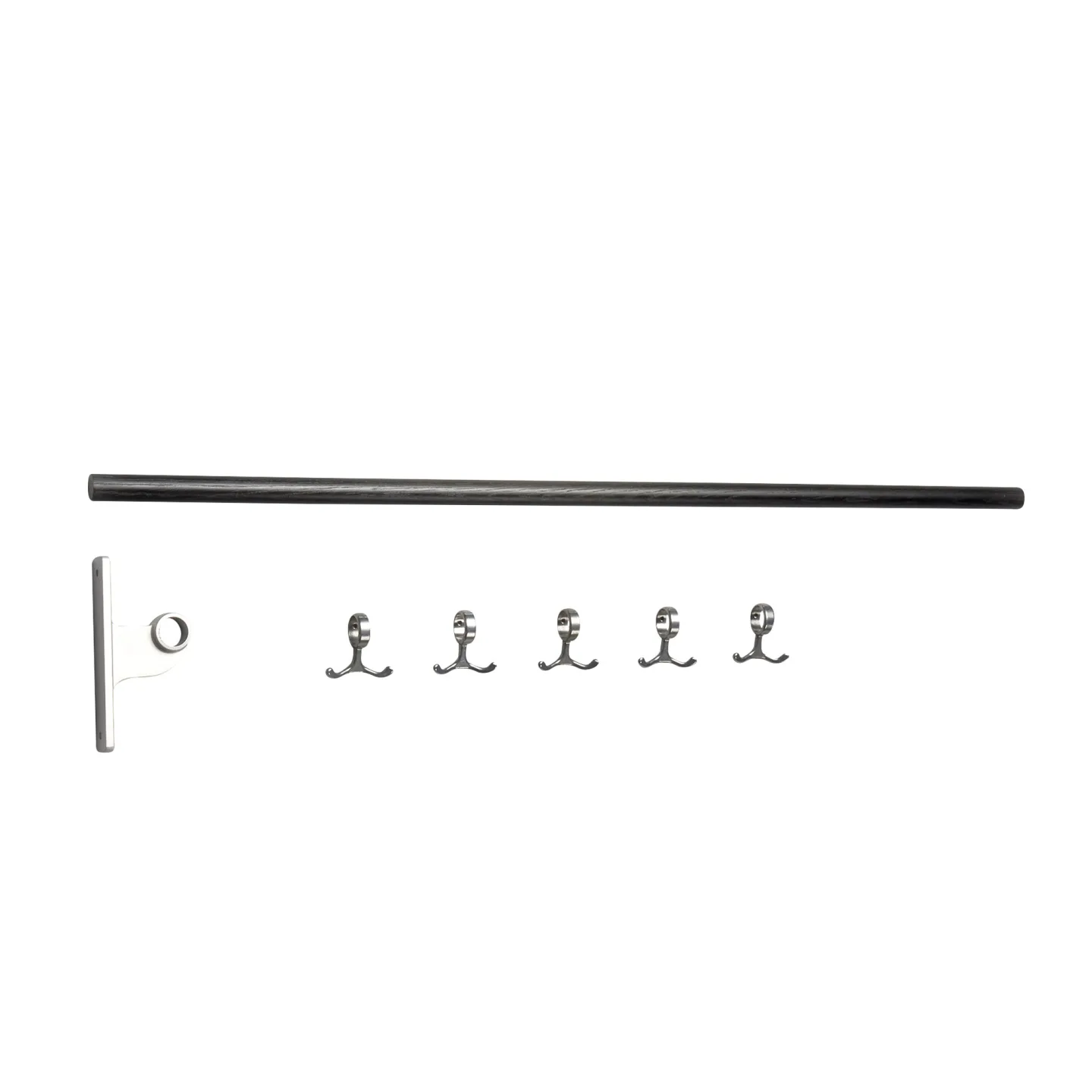 Essem Design - Nostalgi kroklist påbyggnad Svartbetsad ek/aluminium - Klädhängare - Gunnar Bolin - Silver