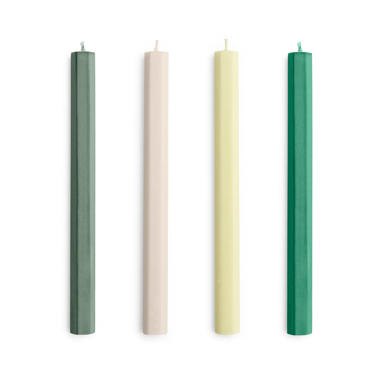 HAY Hexagon Candle Kerzen Mix 4er-Pack Greens-whites