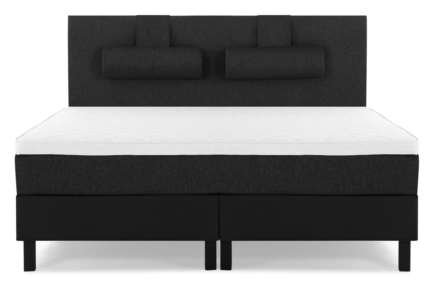 Lucky Komplett Sängpaket 180x200 Skum Slät Sänggavel - Nackkudde Stor Svart/Grå/PU