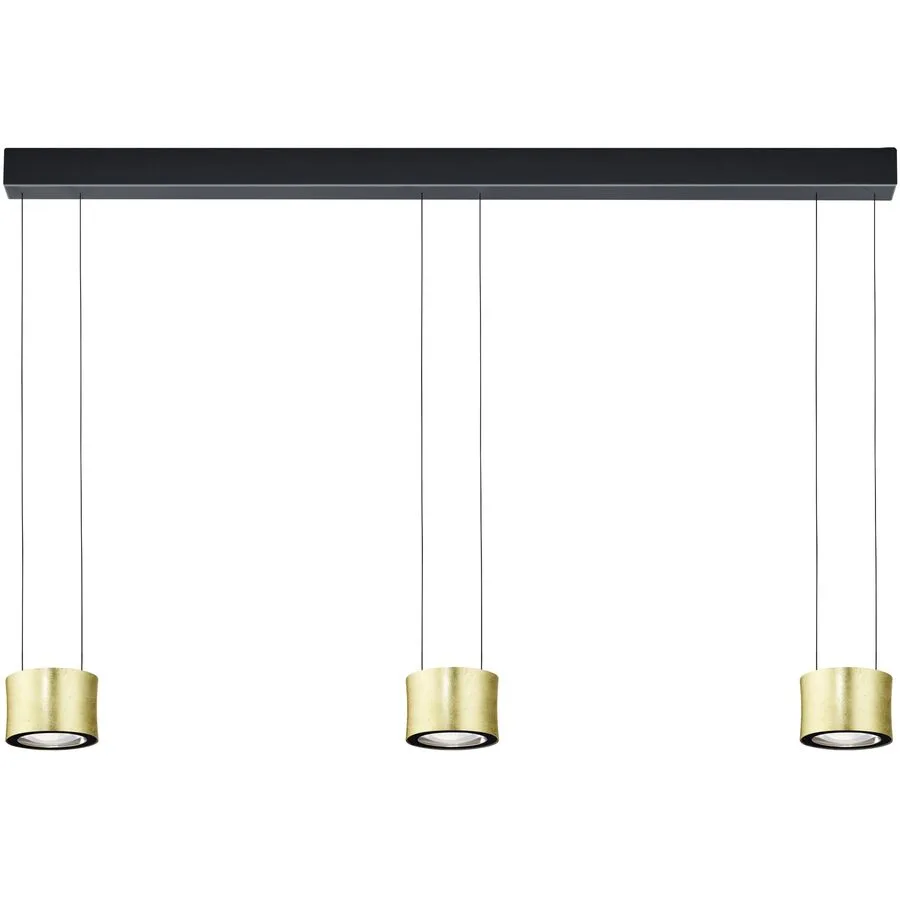 Luce Elevata Pendellampe Impulse Gold/Schwarz Metall 120 cm 175 cm - Farbe: Blattgoldoptik/schwarz - LED - Lichtfarbe: Extra warmweiss - Pendellampe-