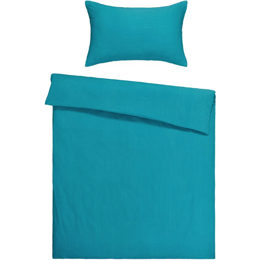 Flair Bettwäschegarnitur Seersucker Grün Stoff 160 cm - Farbe: türkis - Material: 100% Baumwolle