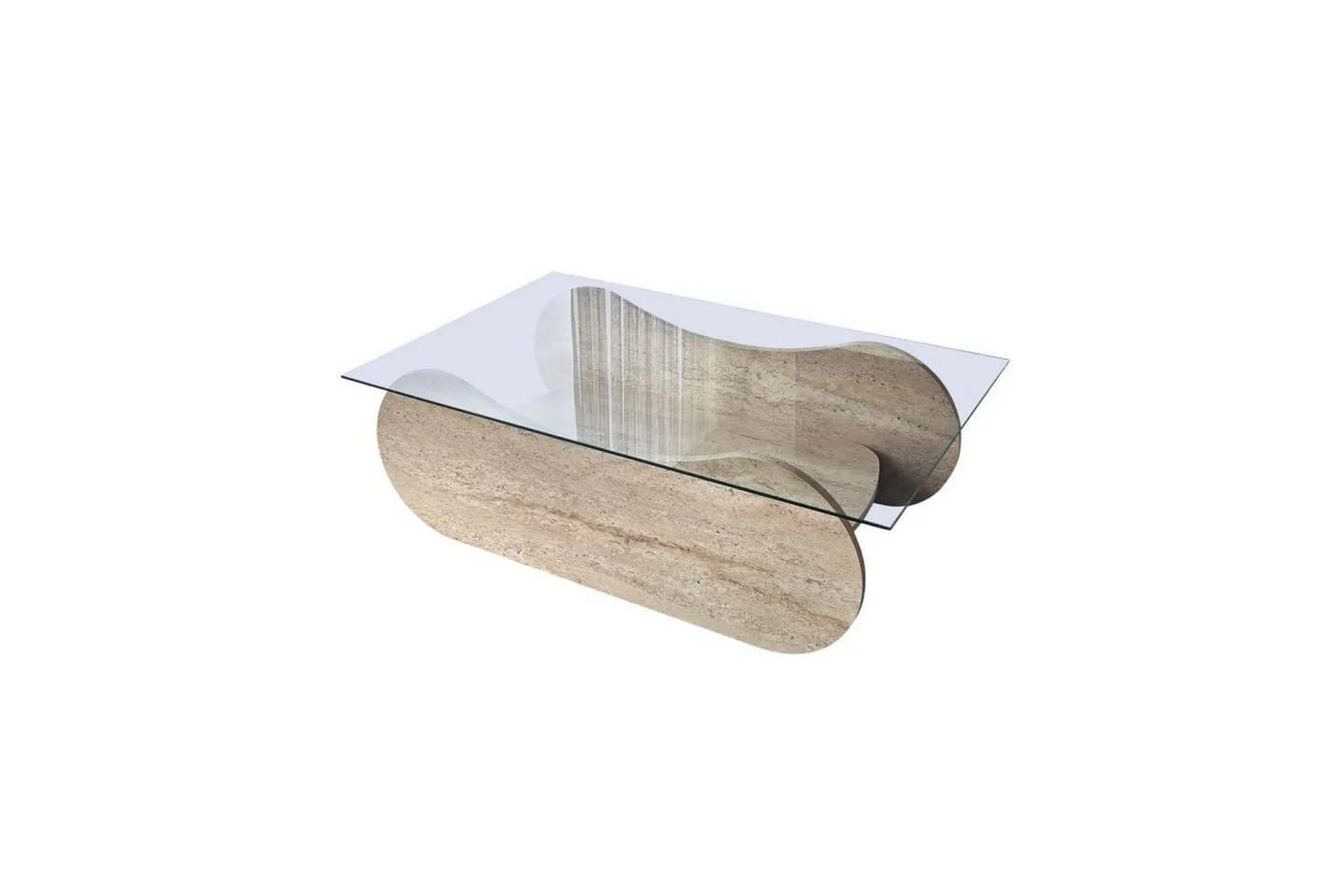 Soffbord Tevrin Travertin / Transparent - Travertin / Transparent
