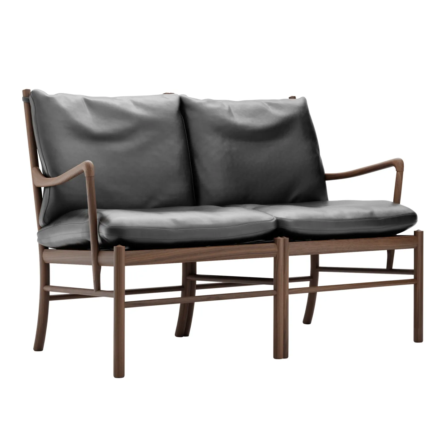 Carl Hansen - OW149-2 - Colonial Sofa, Oljad Valnöt, Lädergrupp C Sif - 98 - Soffor - Ole Wanscher - Svart
