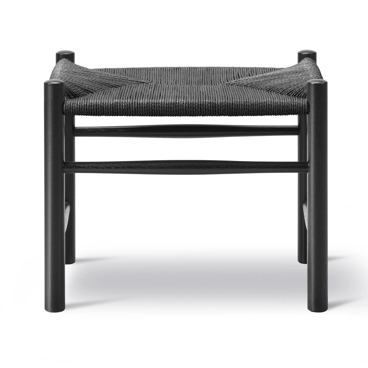 Fredericia Furniture - Wegner J16 Stool - Oak black lacquer - Black paper cord - Pallar - Hans J. Wegner - Svart - Trä