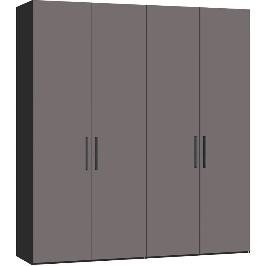 Kleiderschrank Arena Drehtüren grau Holzwerkstoff/Glas B 203 cm - Schweizer Möbelhersteller