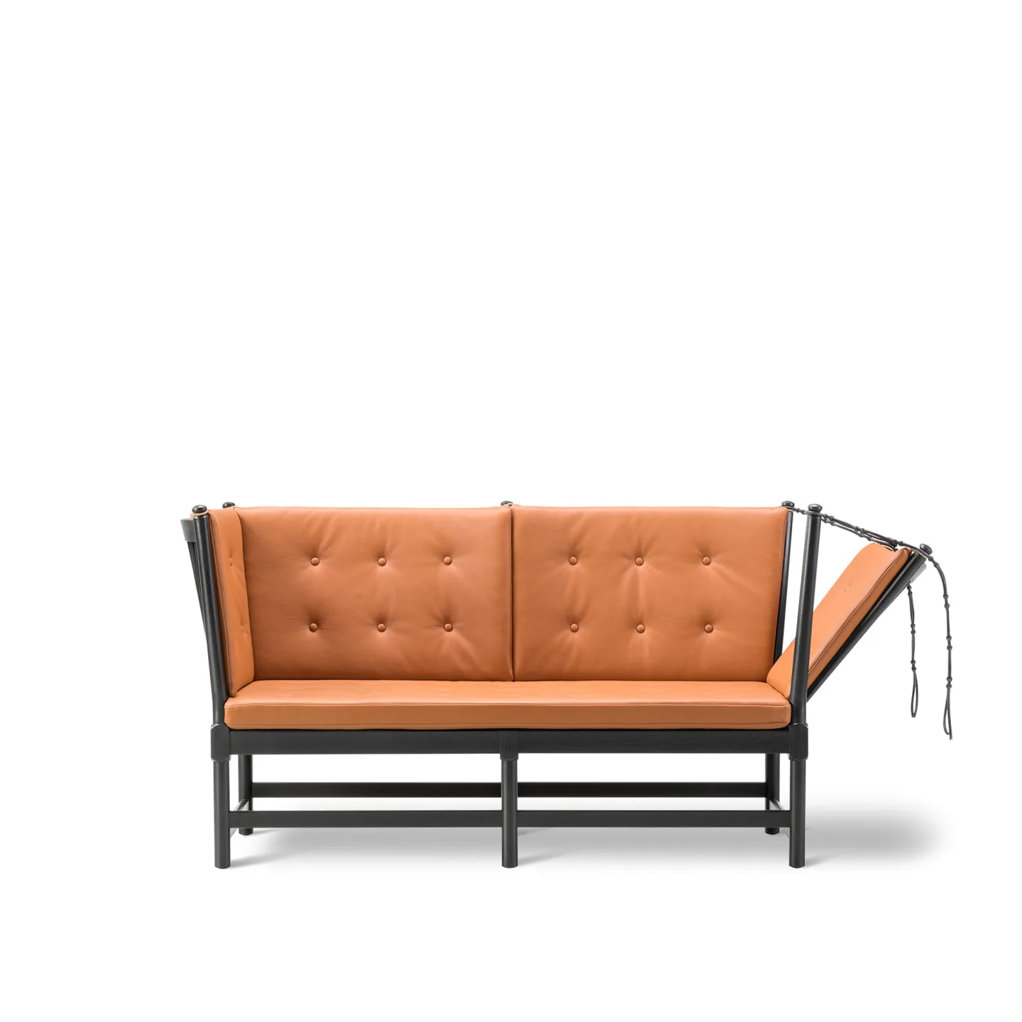 Fredericia Furniture - The Spoke-Back Sofa 2 Seater, Svartlackerad ek, Läder 1, Omni 307 Cognac - Soffor - Børge Mogensen - Brun