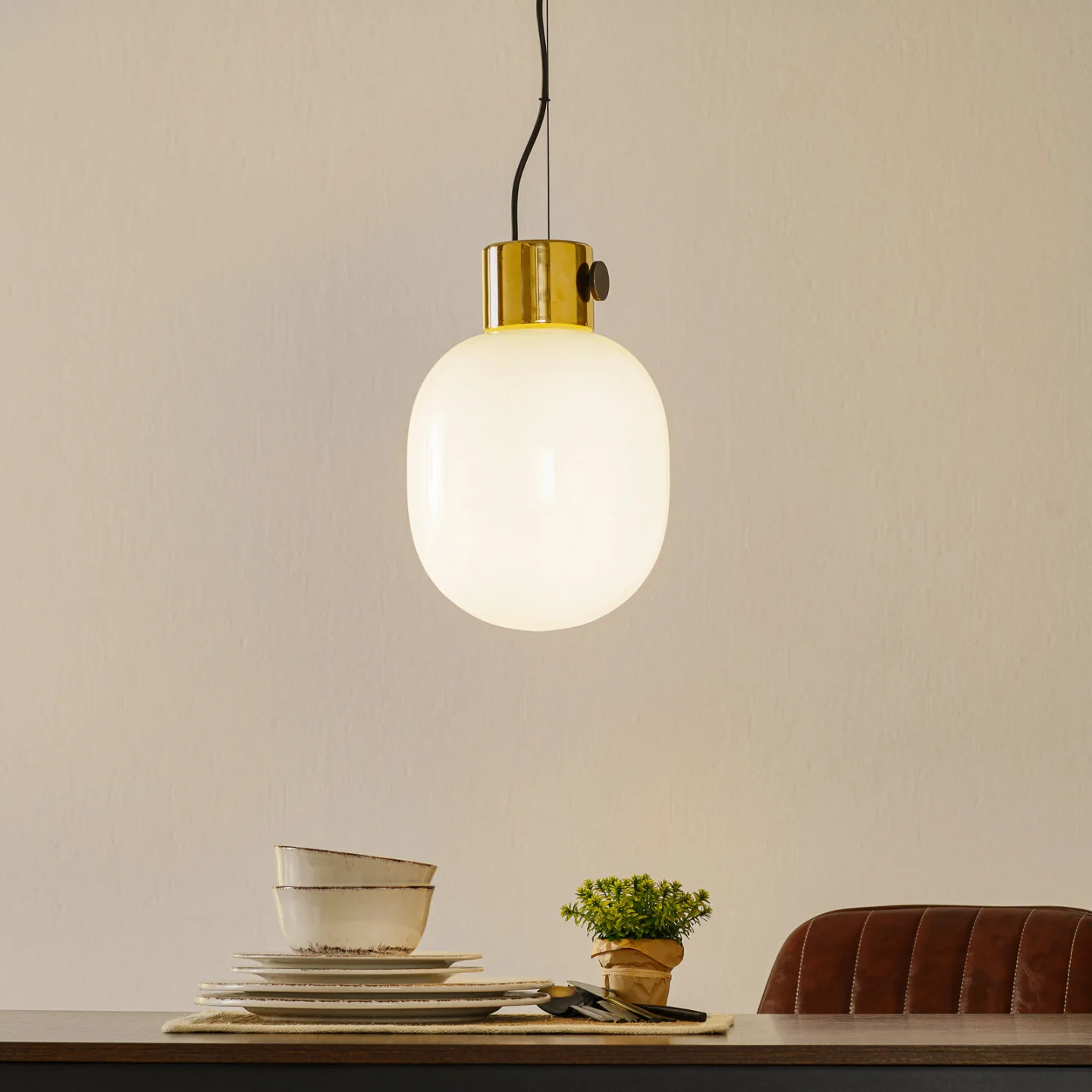 JWDA Pendelleuchte Poliert Messing - Audo Copenhagen - Wohnzimmer - Design - Glas - Einflammig