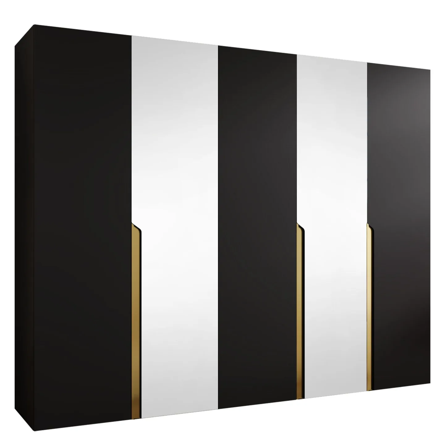 Milias Garderob med spegel 250x202 cm - Guld, svart