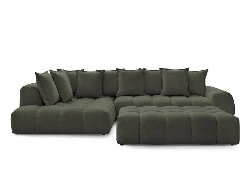 Ecksofa mit Hocker BOBOCHIC EVEREST Stoff chiniert grün