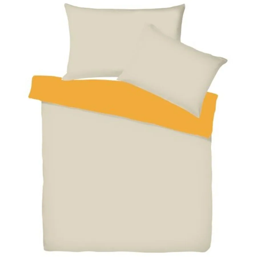 Living Home Bettwäschegarnitur Uni Doubleface Natur/Orange Baumwolle 160 x 210 65 x 100 cm
