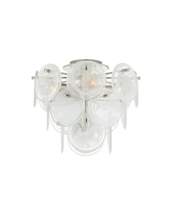 Loire Tiered Flush Mount Polished Nickel/White Glass M