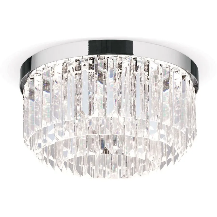 Briamond Deckenlampe Prism Grau Stahl/Kristall 35 cm 19 cm - Farbe: Chrom - LED - Lichtfarbe: Warmweiss - Material: Stahl/Orion Kristall -