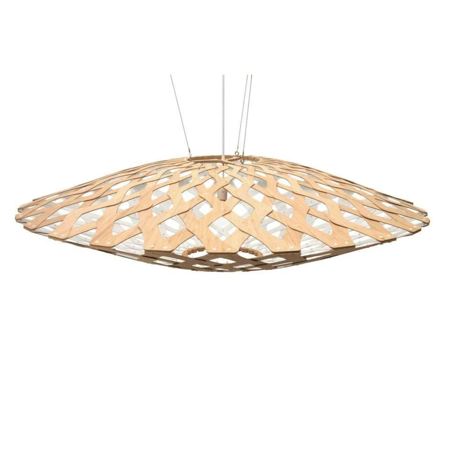 Flax Pendelleuchte Ø150 Weiß 1 Seite - David Trubridge - Wohnzimmer - Bambus