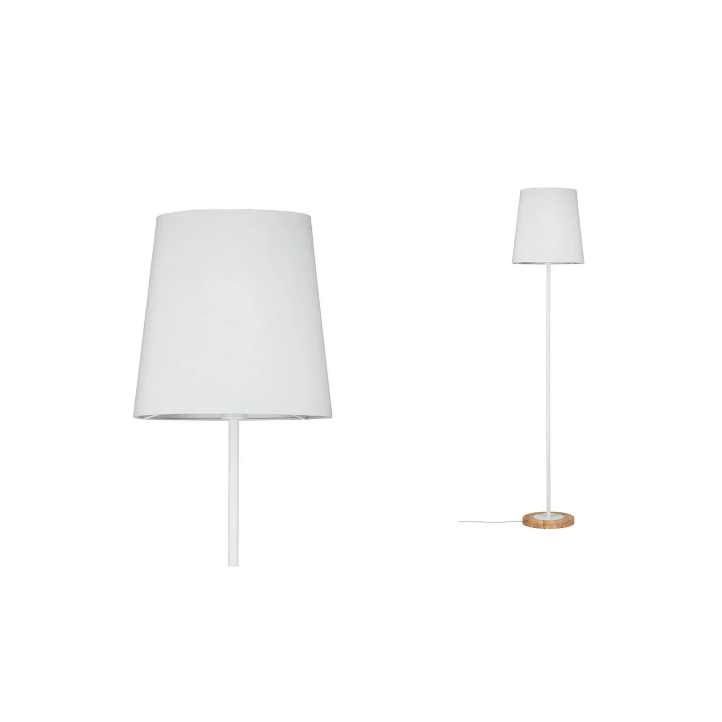 Stellan Gulvlampe Hvit/Træ - Paulmann - Stue - Moderne - Metall - Med skjerm