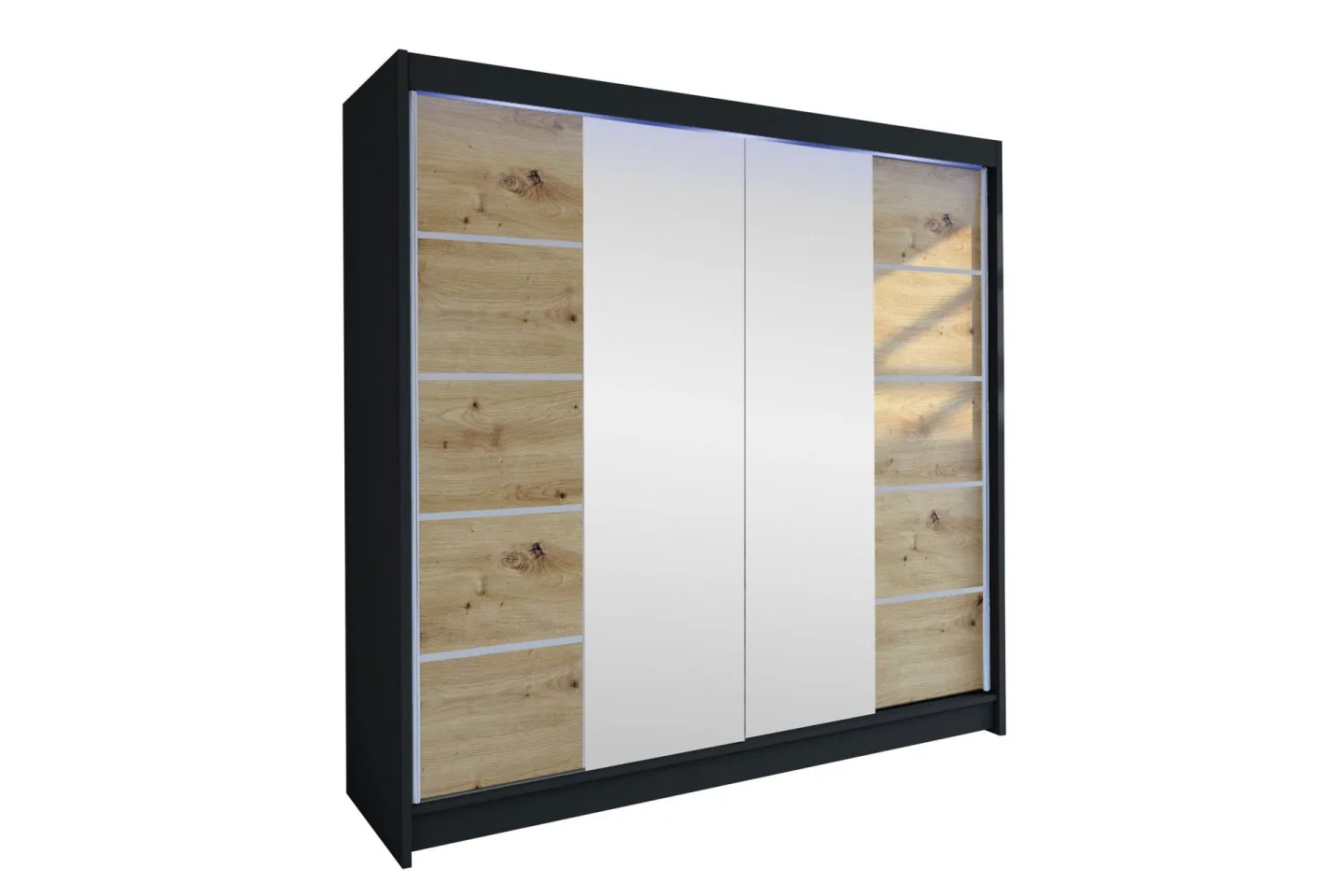 Canderbury Garderob m. Spegel 180x215 cm - Svart/Brun