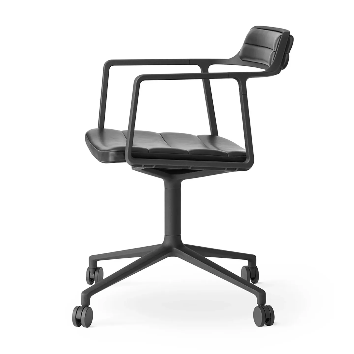 Vipp Vipp452 Swivel kontorsstol med hjul Black aluminium-black leather