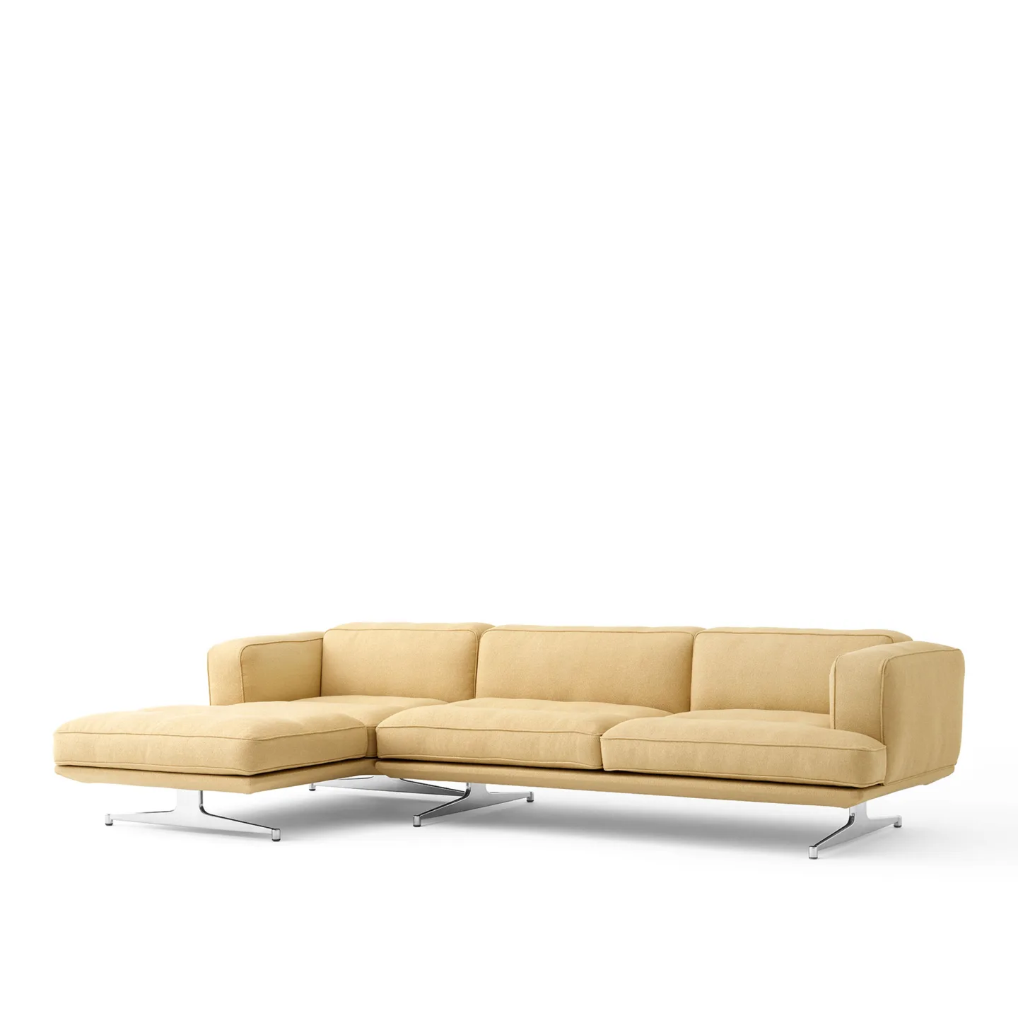 &Tradition - Inland AV42 vänster schäslong polerad aluminium ben acca 0231 - Soffor - Anderssen & Voll - Gul - Metall/Textilmaterial/Syntetiskt/Skum