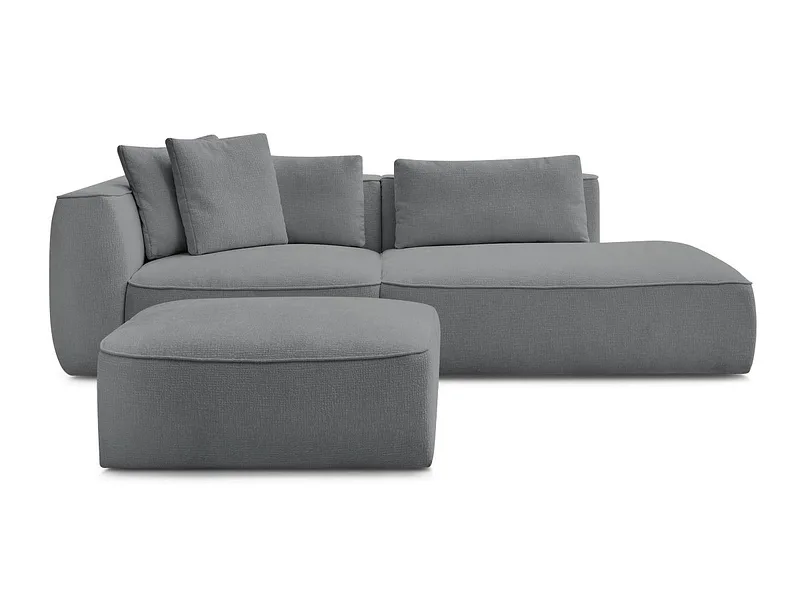 3er Sofa mit Hocker BOBOCHIC LEOPOLD Stoff mit Textur dunkelgrau