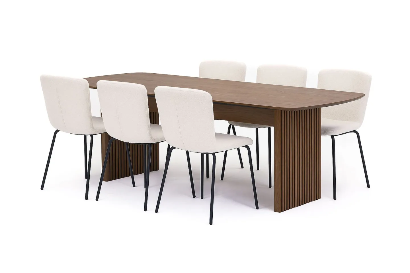Richeto Matbord 210 cm med 4 Katy Matstolar - Rökt ek / Vit Bouclé