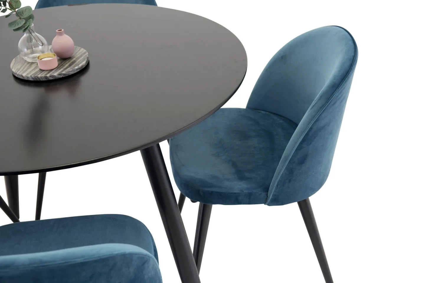 Plaza Matgrupp 100 cm Rund med 4 Velvet stolar -