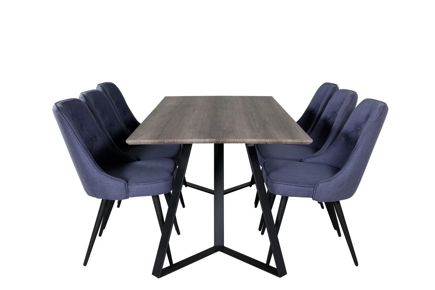 Marina Matgrupp 180 cm Rektangulär med 6 Velvet Deluxe stolar - Svart