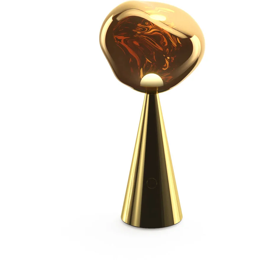 Melt Portable Tischleuchte Gold - Tom Dixon - Terrasse - Design - Kunststoff - Mit Schirm