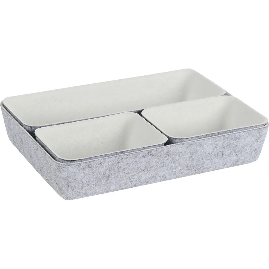 Aufbewahrungskorb Kyla hellgrau/weiss H 5.3 cm - Material: Filz