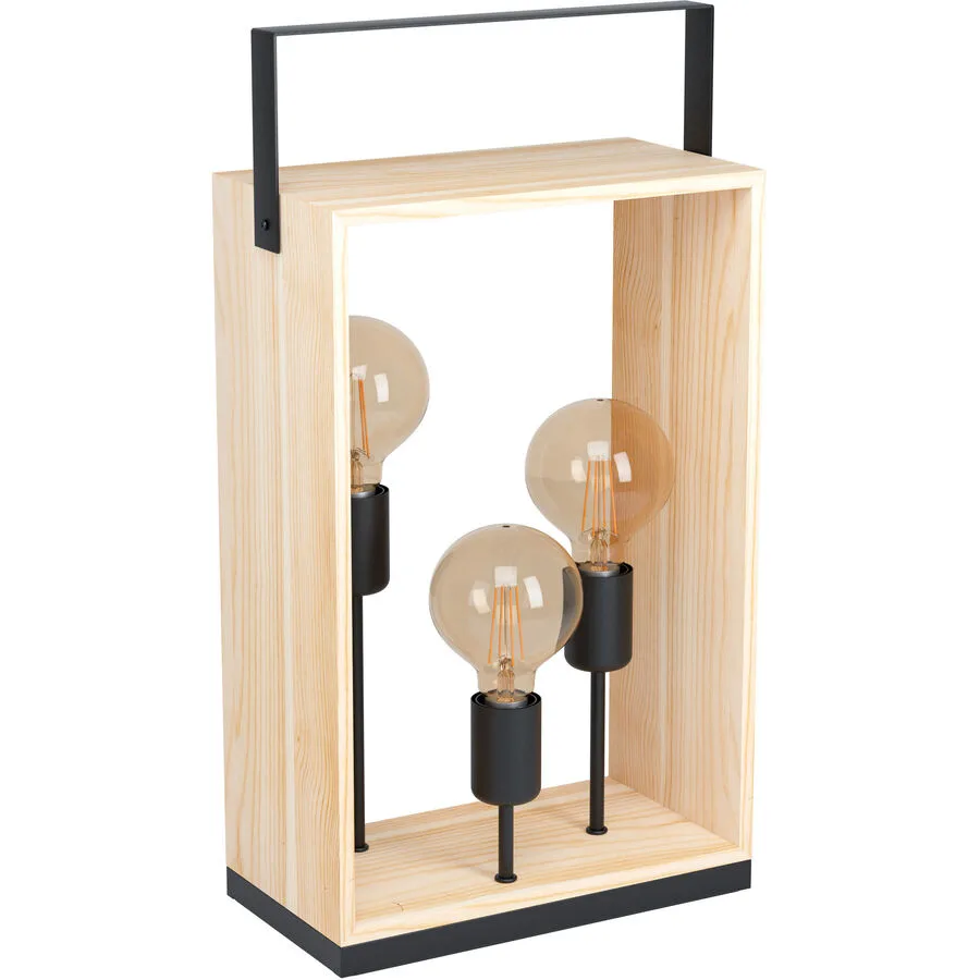 Eglo Tischlampe Famborough Braun/Schwarz Stahl/Holz 16 cm 56.5 cm - Material: Holz/Stahl