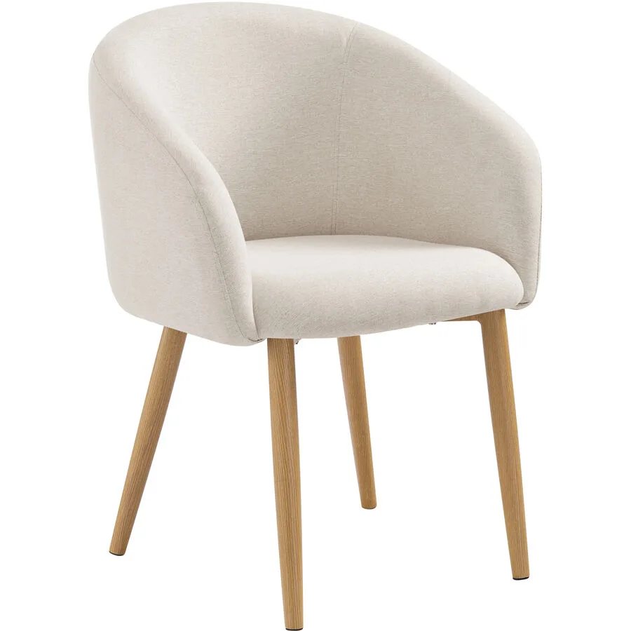 Armlehnstuhl 2er-Set Holmari Beige, Braun Strukturstoff, Holz