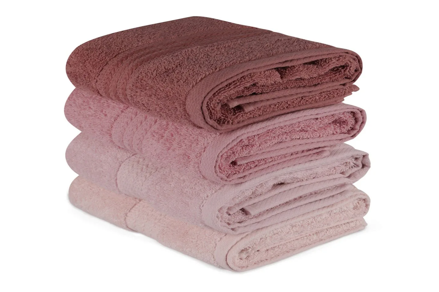 Hobby Handduk 50x90 cm 4-pack - Ljusrosa/Creme