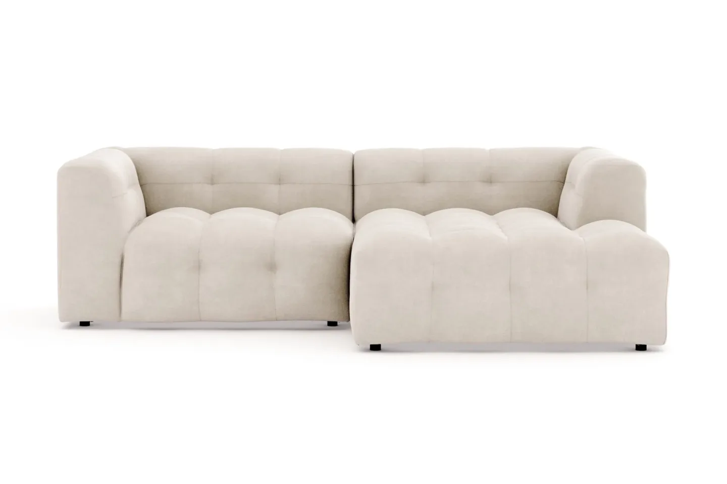 Puffy 3-sits bubblig soffa med divan höger - Beige