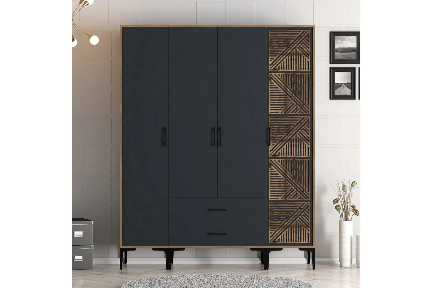 Kumsal Garderob 160 cm - Antracit