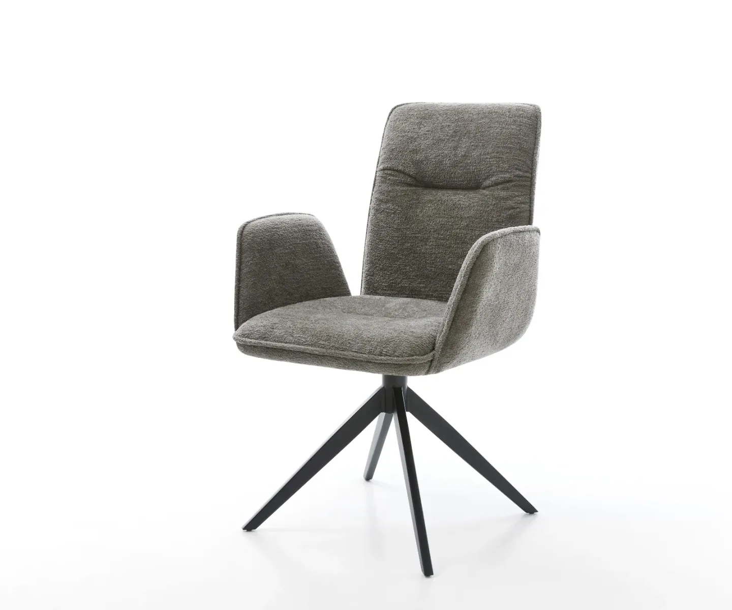 Drehstuhl Vinja-Flex Bouclé Soft Schlamm Kreuzgestell breit Schwarz 360° drehbar Wippfunktion
