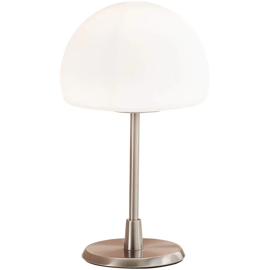 Tischlampe Gaia+ Weiss Glas/Metall 15 cm 26 cm - Farbe: Nickel matt/weiss - Material: Metall/Glas - LED - Lichtfarbe: Warmweiss