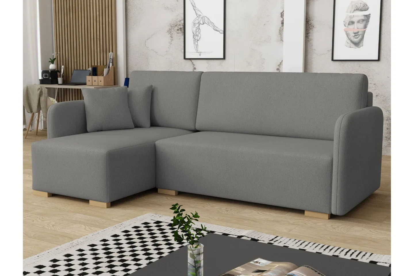Amelus Bäddsoffa m. Divan 4-sits - Grå