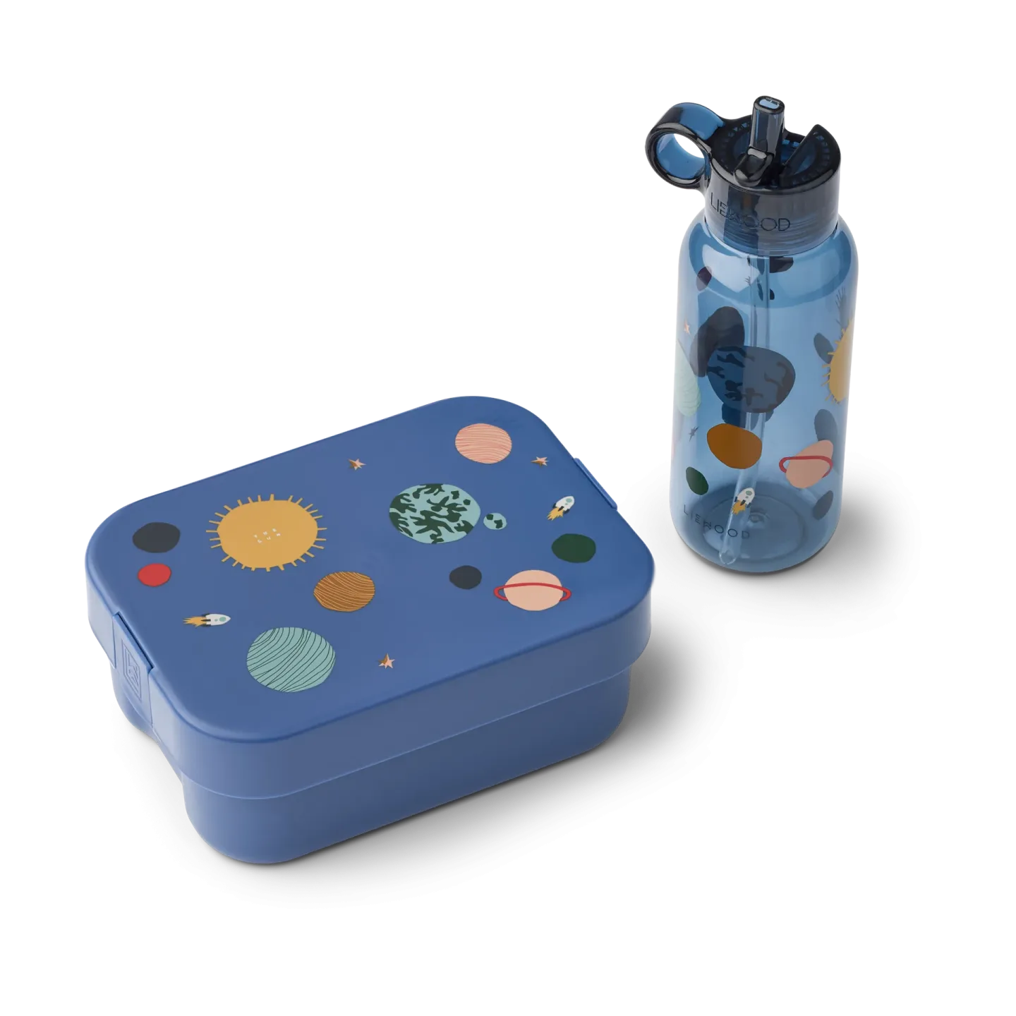 Liewood Chelsey bedruckte Lunchbox Set 2-teilig Universe-Classic navy
