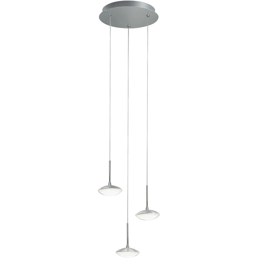 Pendellampe Hara Silber Metall 200 cm - Farbe: Aluminium gebürstet - LED - Lichtfarbe: Warmweiss - LED Energiesparlampen
