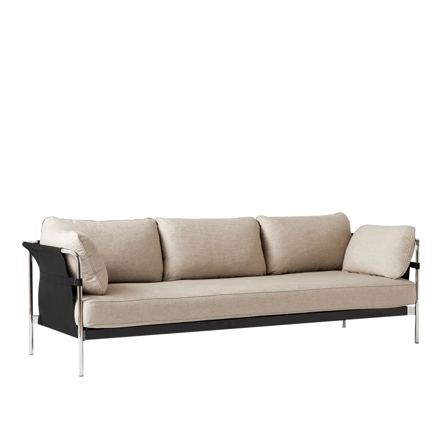 HAY - Can 3 Seater Ruskin 05 / Chrome Base Black Canvas - Soffor - Ronan & Erwan Bouroullec