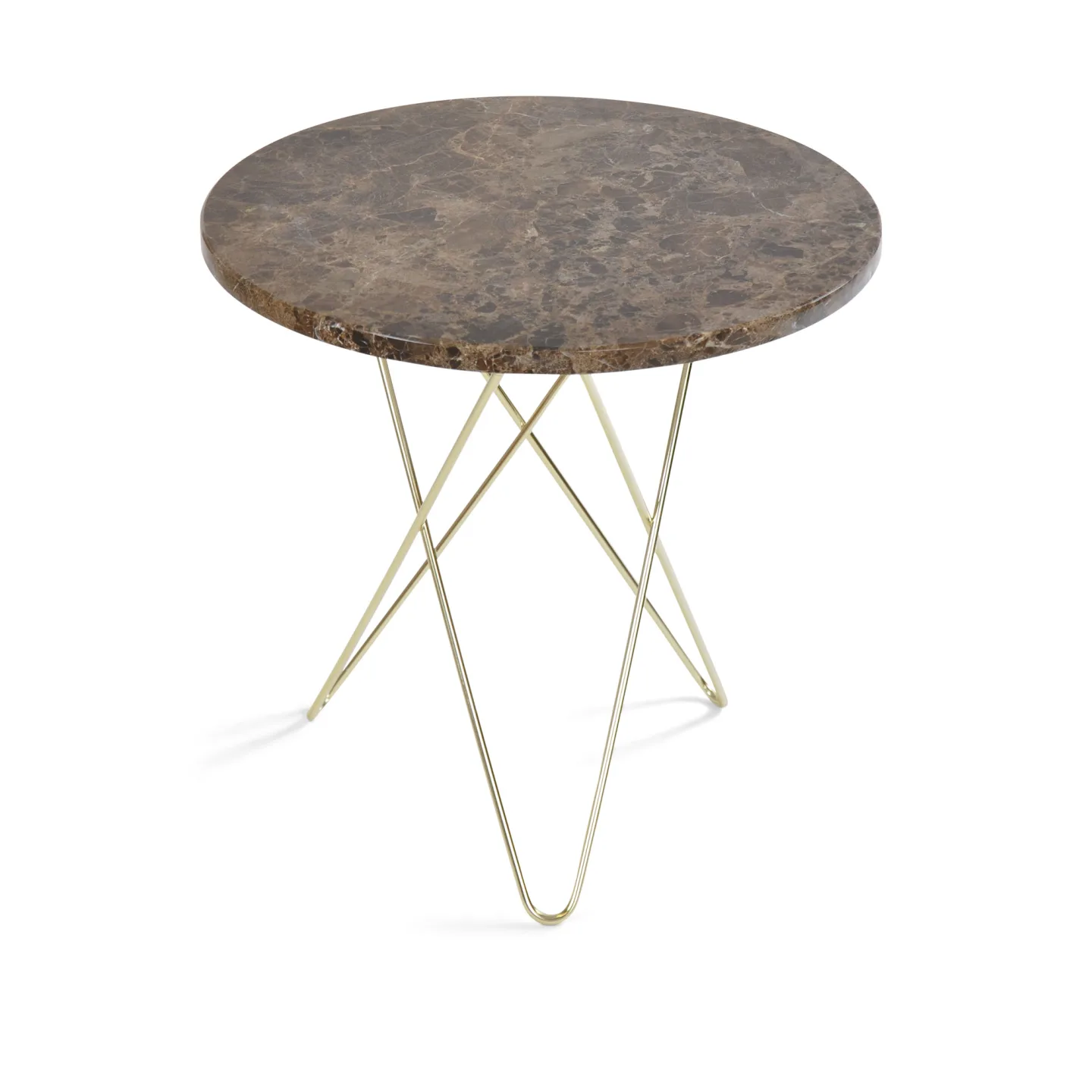 OX Denmarq - Tall Mini O Table, Brass Frame, Top: Brown Marble - Sidobord - Dennis Marquart - Svart - Metall/Sten