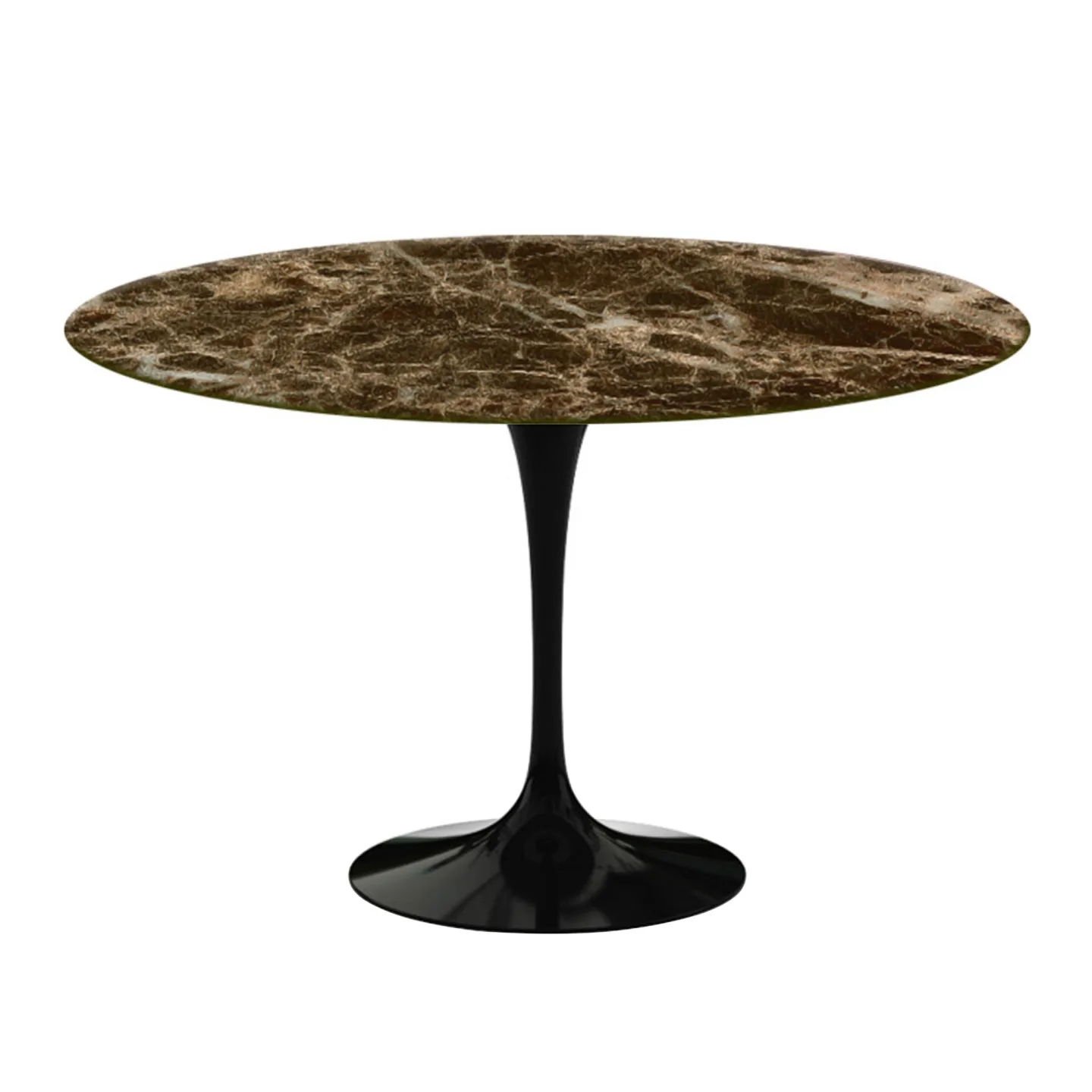 Knoll - Saarinen Round Table - Matbord, Ø 120 cm, Svart underrede, skiva i matt brun Emperador marmor - Matbord - Eero Saarinen - Brun - Metall/Sten