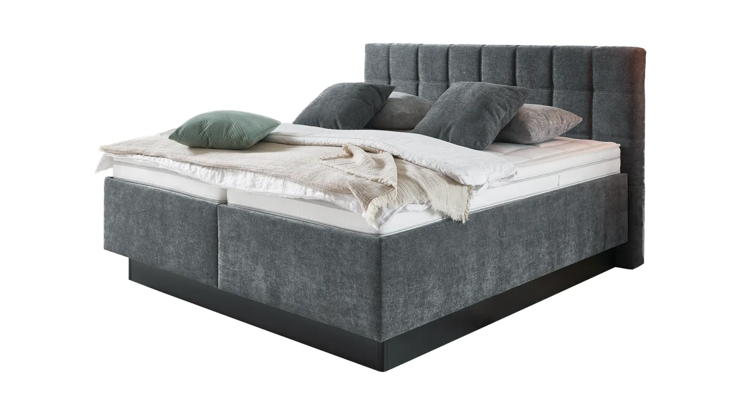 Boxbett 180 x 200 cm mit Bettkasten anthrazit Chenille - SENSINO