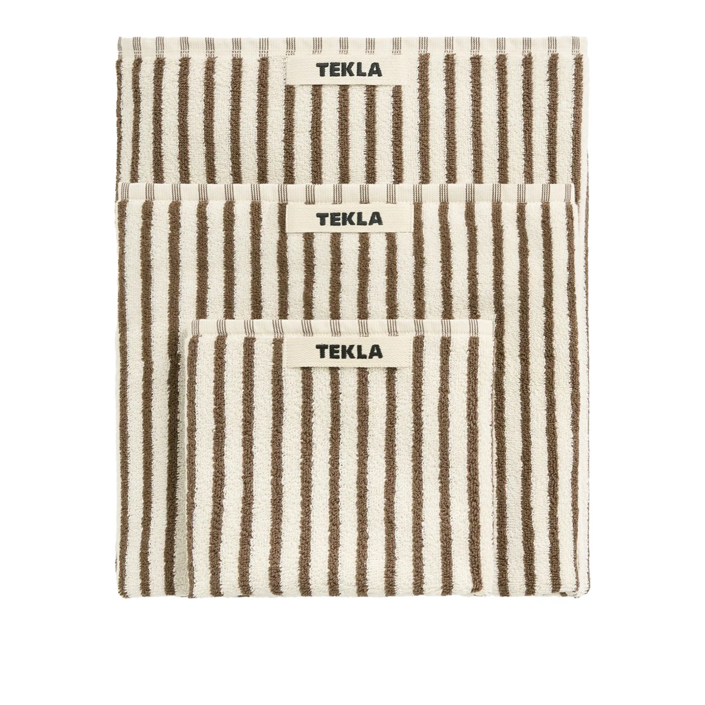 Tekla - Terry handduk kodiak stripes gästhandduk 30x50cm - Handdukar och badlakan - Brun,Vit